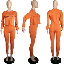 Load image into Gallery viewer, 2021 Fall Clothes for Women Letter Printing Casual Elastic Waist Loungewear Women Fashion New Arrival Long Sleeve Two Piece Set