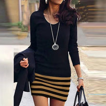Load image into Gallery viewer, Elegant Bodycon Dress Spring Office Fashion Striped Patchwork Print Party Dresses For Women Casual Dress Vestidos 2022
