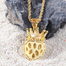 Load image into Gallery viewer, Hip Hop AAA CZ Zircon Paved Bling Iced Out Crown Lion Animal Pendants Necklace for Men Rapper Jewelry Gold Color Drop Shipping