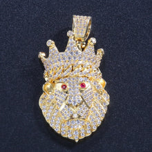Load image into Gallery viewer, Hip Hop AAA CZ Zircon Paved Bling Iced Out Crown Lion Animal Pendants Necklace for Men Rapper Jewelry Gold Color Drop Shipping
