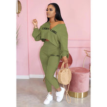 Load image into Gallery viewer, 2021 Fall Clothes for Women Letter Printing Casual Elastic Waist Loungewear Women Fashion New Arrival Long Sleeve Two Piece Set