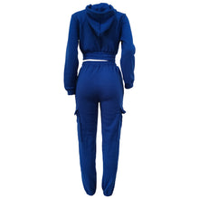 Load image into Gallery viewer, CM.YAYA Fashion Women's Set Long Sleeve Zipper Fly Hoodies and Jogger Cargo Pants 2023 Active Two 2 Piece Sets Outfit Tracksuit