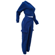 Load image into Gallery viewer, CM.YAYA Fashion Women's Set Long Sleeve Zipper Fly Hoodies and Jogger Cargo Pants 2023 Active Two 2 Piece Sets Outfit Tracksuit