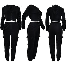 Load image into Gallery viewer, CM.YAYA Fashion Women's Set Long Sleeve Zipper Fly Hoodies and Jogger Cargo Pants 2023 Active Two 2 Piece Sets Outfit Tracksuit