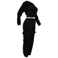 Load image into Gallery viewer, CM.YAYA Fashion Women's Set Long Sleeve Zipper Fly Hoodies and Jogger Cargo Pants 2023 Active Two 2 Piece Sets Outfit Tracksuit