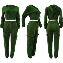 Load image into Gallery viewer, CM.YAYA Fashion Women's Set Long Sleeve Zipper Fly Hoodies and Jogger Cargo Pants 2023 Active Two 2 Piece Sets Outfit Tracksuit