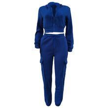 Load image into Gallery viewer, CM.YAYA Fashion Women's Set Long Sleeve Zipper Fly Hoodies and Jogger Cargo Pants 2023 Active Two 2 Piece Sets Outfit Tracksuit