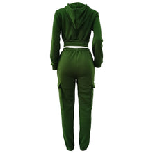 Load image into Gallery viewer, CM.YAYA Fashion Women's Set Long Sleeve Zipper Fly Hoodies and Jogger Cargo Pants 2023 Active Two 2 Piece Sets Outfit Tracksuit