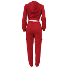 Load image into Gallery viewer, CM.YAYA Fashion Women's Set Long Sleeve Zipper Fly Hoodies and Jogger Cargo Pants 2023 Active Two 2 Piece Sets Outfit Tracksuit