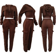 Load image into Gallery viewer, CM.YAYA Fashion Women's Set Long Sleeve Zipper Fly Hoodies and Jogger Cargo Pants 2023 Active Two 2 Piece Sets Outfit Tracksuit