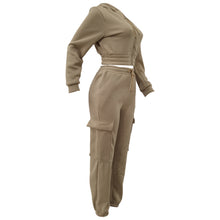 Load image into Gallery viewer, CM.YAYA Fashion Women's Set Long Sleeve Zipper Fly Hoodies and Jogger Cargo Pants 2023 Active Two 2 Piece Sets Outfit Tracksuit