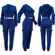 Load image into Gallery viewer, CM.YAYA Fashion Women's Set Long Sleeve Zipper Fly Hoodies and Jogger Cargo Pants 2023 Active Two 2 Piece Sets Outfit Tracksuit