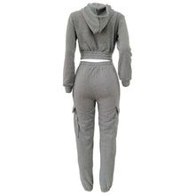 Load image into Gallery viewer, CM.YAYA Fashion Women's Set Long Sleeve Zipper Fly Hoodies and Jogger Cargo Pants 2023 Active Two 2 Piece Sets Outfit Tracksuit