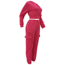 Load image into Gallery viewer, CM.YAYA Fashion Women's Set Long Sleeve Zipper Fly Hoodies and Jogger Cargo Pants 2023 Active Two 2 Piece Sets Outfit Tracksuit