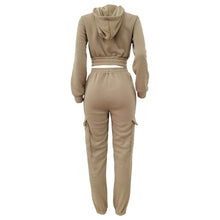 Load image into Gallery viewer, CM.YAYA Fashion Women's Set Long Sleeve Zipper Fly Hoodies and Jogger Cargo Pants 2023 Active Two 2 Piece Sets Outfit Tracksuit