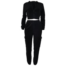 Load image into Gallery viewer, CM.YAYA Fashion Women's Set Long Sleeve Zipper Fly Hoodies and Jogger Cargo Pants 2023 Active Two 2 Piece Sets Outfit Tracksuit
