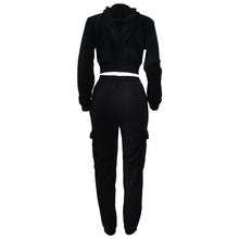 Load image into Gallery viewer, CM.YAYA Fashion Women's Set Long Sleeve Zipper Fly Hoodies and Jogger Cargo Pants 2023 Active Two 2 Piece Sets Outfit Tracksuit