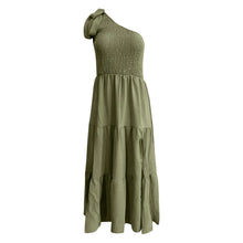 Load image into Gallery viewer, Elegant Dresses For Women Women'S Summer Casual One Shoulder Sleeveless Smocked Elastic Waist Tiered Midi Dress платье