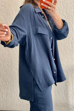 Load image into Gallery viewer, summer outfits for women 2025 New Loose Button Long Sleeve Shirt and Cropped Pants Casual Sports Summer women's suit Pants Set
