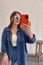 Load image into Gallery viewer, summer outfits for women 2025 New Loose Button Long Sleeve Shirt and Cropped Pants Casual Sports Summer women's suit Pants Set