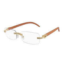 Load image into Gallery viewer, KENBO 2024 Vintage Rimless Rectangle Sunglasses for Women Men Luxury Sun Glasses Fashion Crystal Wood Eyewear Shades UV400