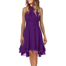 Load image into Gallery viewer, Summer Elegant Women Dresses High Waist Sexy Cropped Layered Solid Halter Dress Ladies Casual Sleeveless Chiffon Party Dress