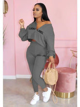 Load image into Gallery viewer, 2021 Fall Clothes for Women Letter Printing Casual Elastic Waist Loungewear Women Fashion New Arrival Long Sleeve Two Piece Set