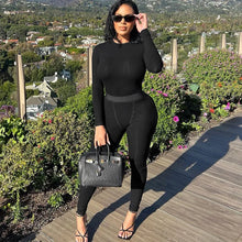 Load image into Gallery viewer, Europe Style Women's Autumn New Solid Color Round Neck Long Sleeve Tight Top Fashion Street Trouser Suit Women