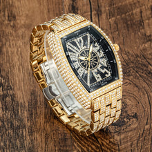 Load image into Gallery viewer, Luxury Gold Watches Men Brand MISSFOX Fashion Hip Hop lce Diamond Sun Pattern Literal Quartz Wristwatch Male Dropshipping Hot