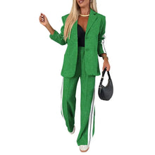 Load image into Gallery viewer, 2 Piece Set Women Outfit Winter Fall Fashion V neck Long Sleeve Coat Elegant Straight Leg Pant Set Women Sports Clothing