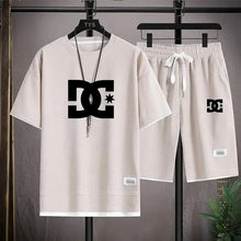 Load image into Gallery viewer, Men's summer suits, Korean-style clothing, two-piece suits, men's shirts, sportswear, jogging attire, checked-pattern T-shirts +