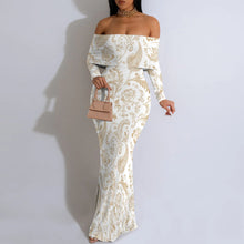 Load image into Gallery viewer, Women's Fall Off Shoulder Bodycon Dress Formal Long Sleeve Elegant Cocktail Party Maxi Dress Wedding Guest Dresses
