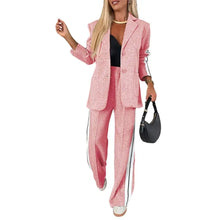 Load image into Gallery viewer, 2 Piece Set Women Outfit Winter Fall Fashion V neck Long Sleeve Coat Elegant Straight Leg Pant Set Women Sports Clothing