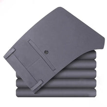 Load image into Gallery viewer, Men Suit Pants Straight Slim Solid Color High Waist Pockets Stretchy Smooth Thin Business Formal Pants for men pantalones hombre