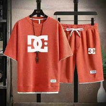 Load image into Gallery viewer, Men's summer suits, Korean-style clothing, two-piece suits, men's shirts, sportswear, jogging attire, checked-pattern T-shirts +