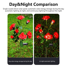 Load image into Gallery viewer, Solar Garden Lights Waterproof LED Outdoor Simulation Rose Flower Solar Light Pathway Lights for Yard Garden Backyard Decor 