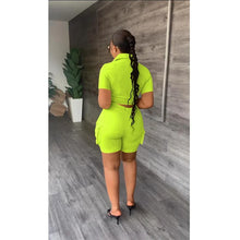 Load image into Gallery viewer, Streetwear Two Piece Set for Women Summer Outfits Pockets Short Sleeve Button-Up Shirt Top Short Sets Party Club Matching Sets