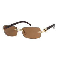 Load image into Gallery viewer, KENBO 2024 Vintage Rimless Rectangle Sunglasses for Women Men Luxury Sun Glasses Fashion Crystal Wood Eyewear Shades UV400