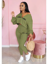 Load image into Gallery viewer, 2021 Fall Clothes for Women Letter Printing Casual Elastic Waist Loungewear Women Fashion New Arrival Long Sleeve Two Piece Set