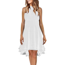 Load image into Gallery viewer, Summer Elegant Women Dresses High Waist Sexy Cropped Layered Solid Halter Dress Ladies Casual Sleeveless Chiffon Party Dress
