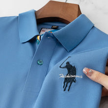 Load image into Gallery viewer, Luxury Embroidery Men's Polo Shirt Summer Thin Breathable 100%Cotton Black Navy Blue Lapel Short-Sleeved Tops Brand Clothing