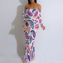 Load image into Gallery viewer, Women's Fall Off Shoulder Bodycon Dress Formal Long Sleeve Elegant Cocktail Party Maxi Dress Wedding Guest Dresses