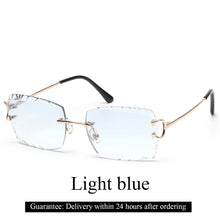 Load image into Gallery viewer, Ruiao Luxury high quality rimless diamond cut nylon lens UV400 Sunglasses fashion square metal legs glasses for men women