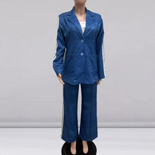 Load image into Gallery viewer, 2 Piece Set Women Outfit Winter Fall Fashion V neck Long Sleeve Coat Elegant Straight Leg Pant Set Women Sports Clothing