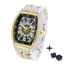 Load image into Gallery viewer, Luxury Gold Watches Men Brand MISSFOX Fashion Hip Hop lce Diamond Sun Pattern Literal Quartz Wristwatch Male Dropshipping Hot