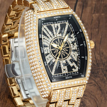 Load image into Gallery viewer, Luxury Gold Watches Men Brand MISSFOX Fashion Hip Hop lce Diamond Sun Pattern Literal Quartz Wristwatch Male Dropshipping Hot