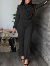 Load image into Gallery viewer, Sexy Off Waist Long Sleeve Shirt Trousers Office Lady Spring Summer Fashion Elegant Solid Pants Two Piece Set Women Outfit 2023