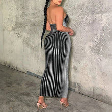 Load image into Gallery viewer, Mia Muse Women's Sleeveless Maxi Dress Spring Summer V-Neck Striped Wrap Ankle-Length Fashion Party Gown Junior Size