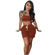 Load image into Gallery viewer, Casual Workout Sets 2 Piece Outfits for Women 2025 Sport Crop Tank Top High Waist Yoga Shorts Leggings Lounge Wear Tracksuit