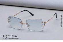 Load image into Gallery viewer, Ruiao Luxury high quality rimless diamond cut nylon lens UV400 Sunglasses fashion square metal legs glasses for men women